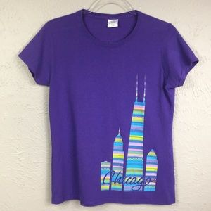 Purple Chicago Graphic Short Sleeve T-Shirt Size M
